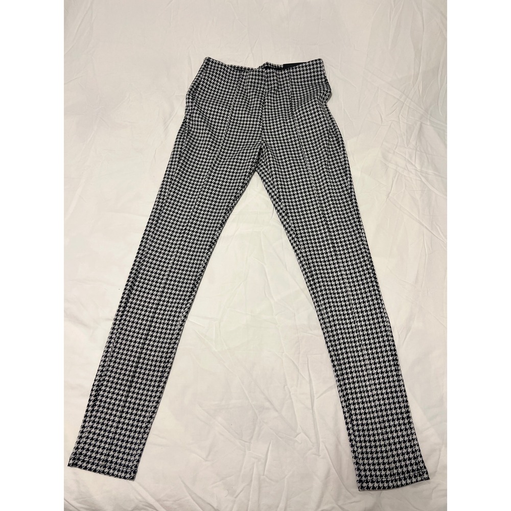 Tahari Seam Front Pull On Jegging Pants Black White Houndstooth Small NEW
